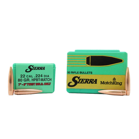 22 Caliber - MatchKing, 80 Grains, Hollow Point Boat Tail, Per 50