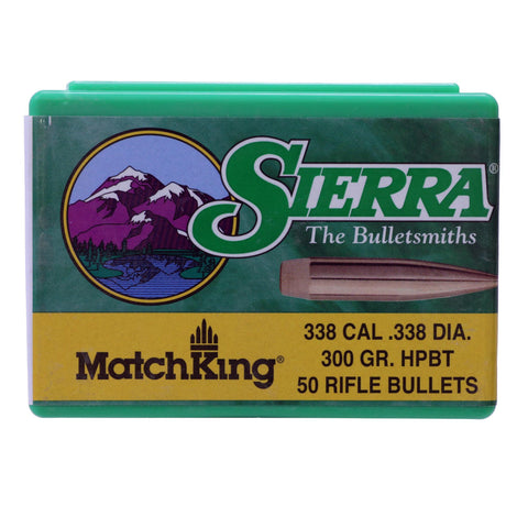 338 Caliber - MatchKing, 300 Grains, Hollow Point Boat Tail Match, Per 50