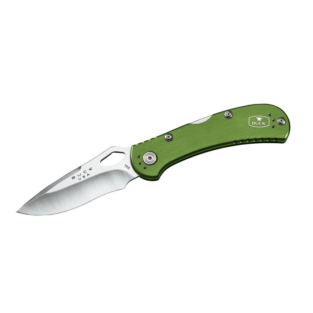 SpitFire - 3 1-4" Plain Blade, Green Aluminum Handle, Boxed