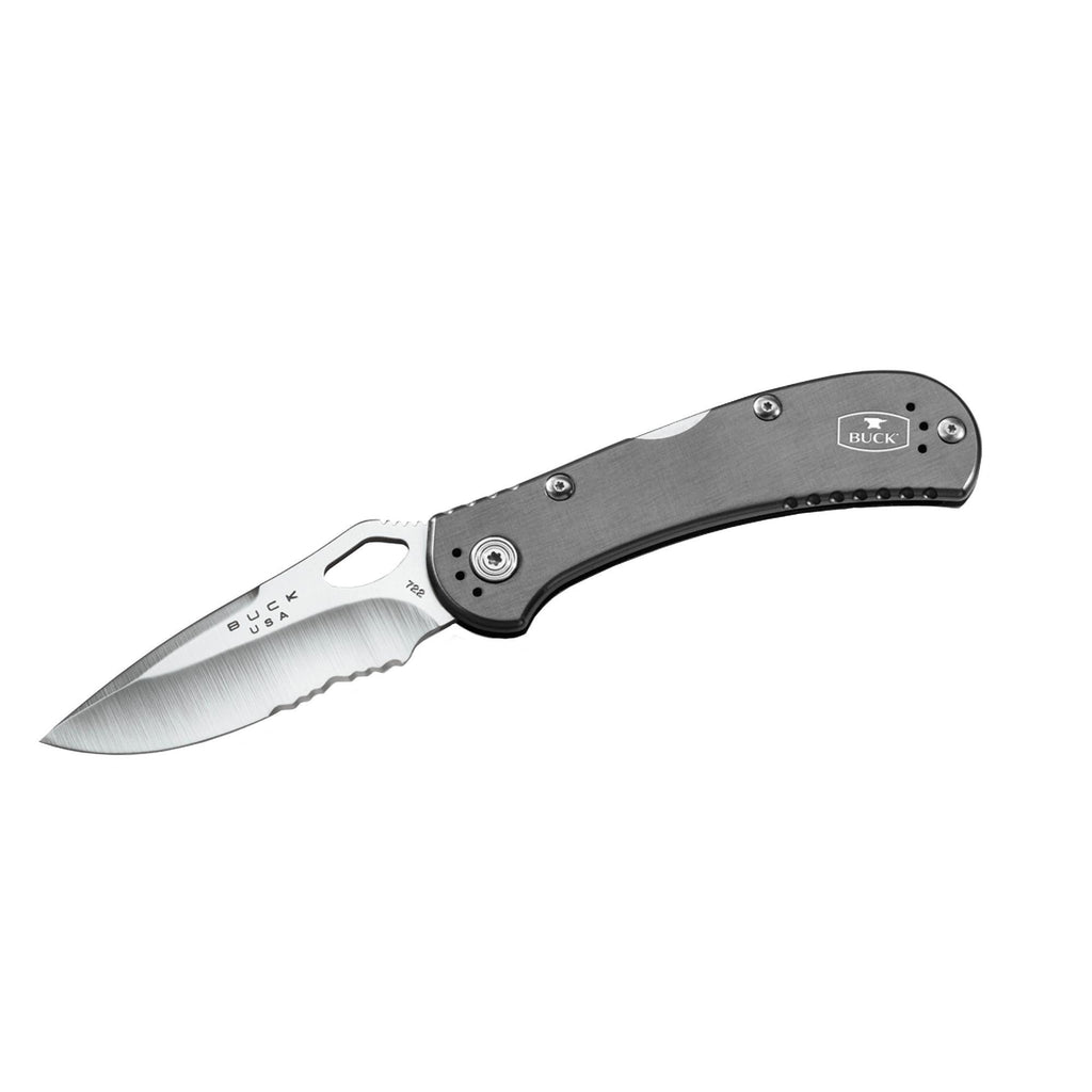 SpitFire - 3 1-4" Serrated Blade, Gray Aluminum Handle, Boxed