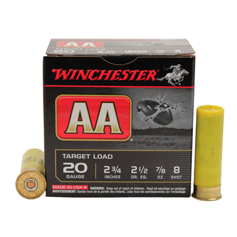 20 Gauge - AA Target, 2 3-4", 7-8 oz, #8 Lead Shot, Per 25