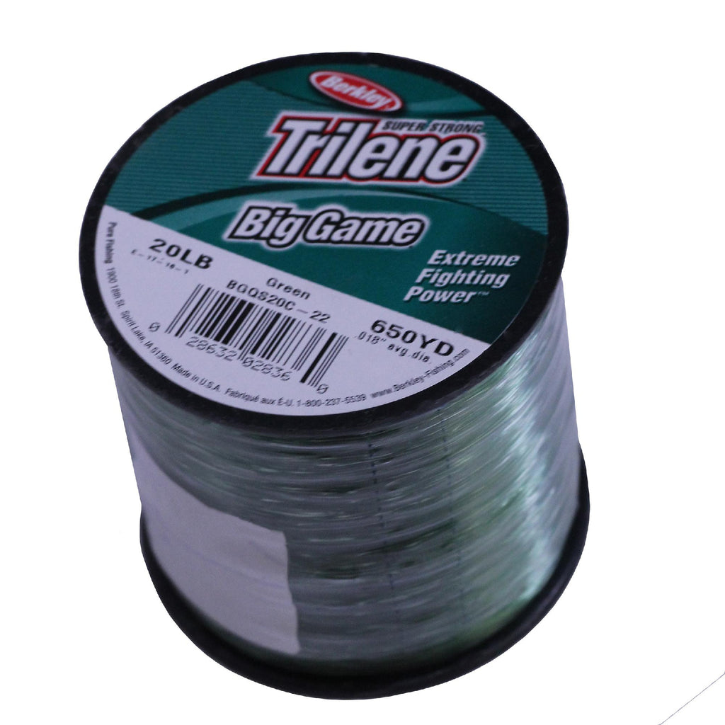 Trilene Big Game Monofilament Line Spool - 650 Yards, 0.018" Diameter, 20 lb Breaking Strength, Green