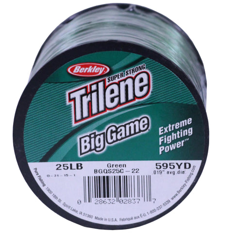 Trilene Big Game Monofilament Line Spool - 595 Yards, 0.019" Diameter, 25 lb Breaking Strength, Green