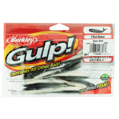 Gulp! Minnow Soft Bait - 3" Length, Black Shad, Per 12