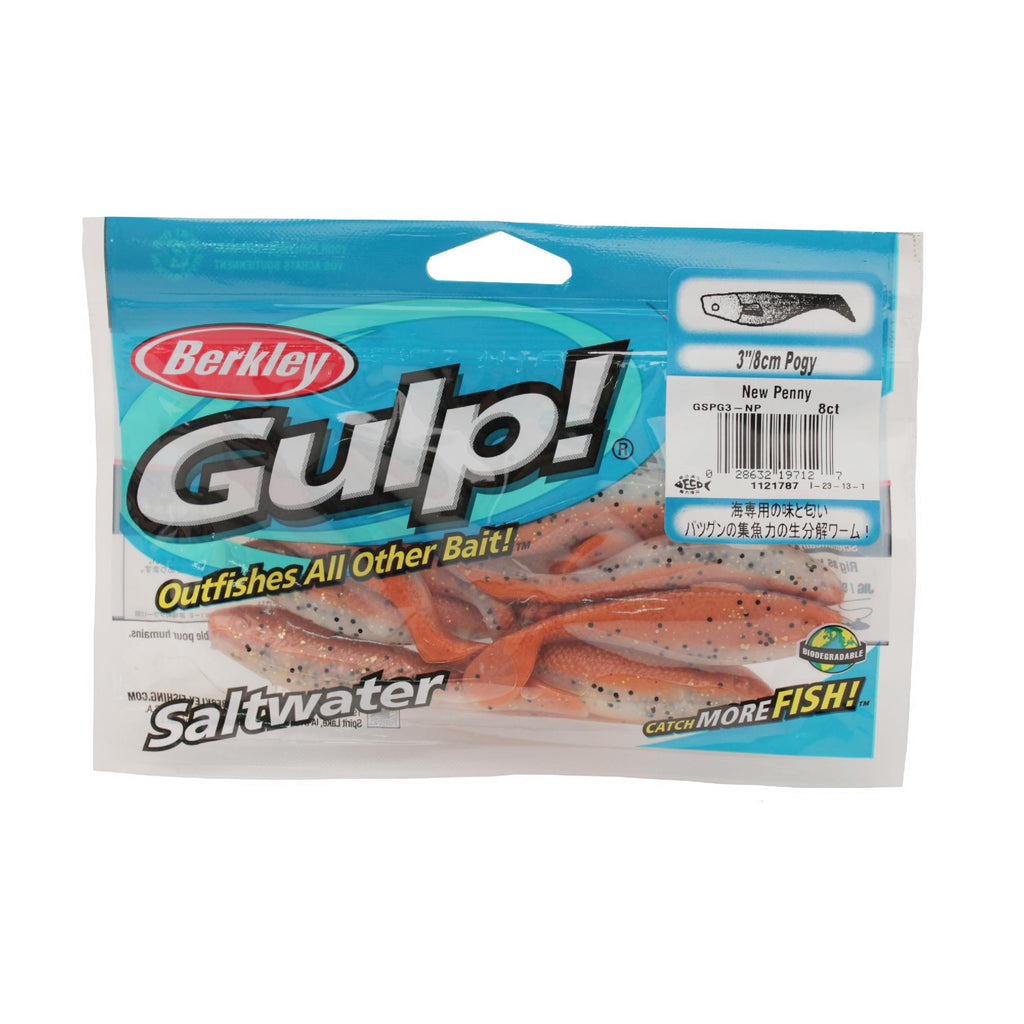 Gulp! Pogy Soft Bait - 3" Length, New Penny, per 8