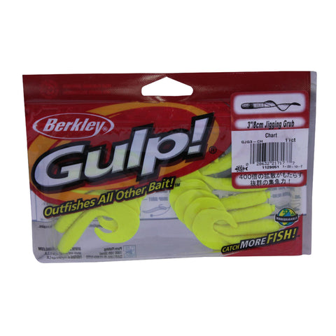 Gulp! Jigging Grub Soft Bait - 3" Length, Chartreuse, Per 11