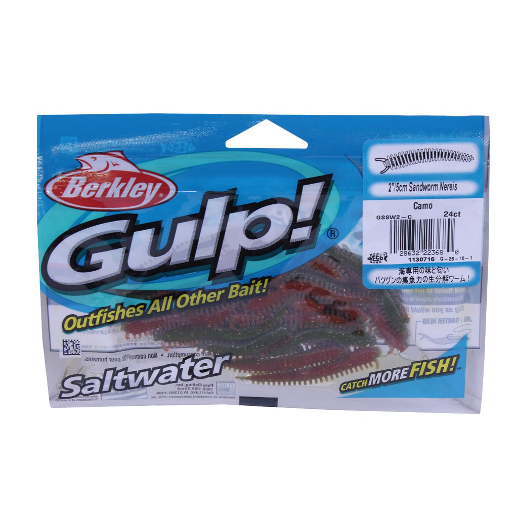 Gulp! Sandworm Soft Bait - 2" Length, Camouflage, Per 24