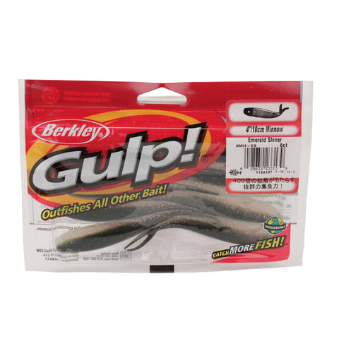 Gulp! Minnow Soft Bait - 4" Length, Emerald Shiner, Per 8