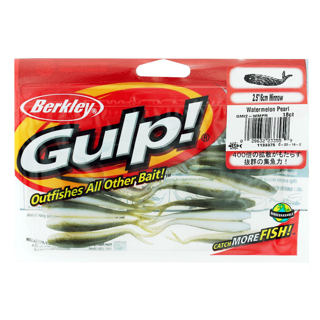 Gulp! Minnow Soft Bait - 2 1-2" Length, Watermelon Pearl, Per 18