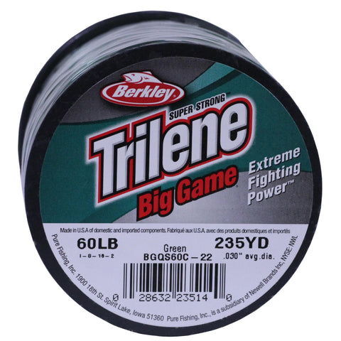 Trilene Big Game Monofilament Line Spool - 235 Yards, 0.030" Diameter, 60 lbs Breaking Strength, Green