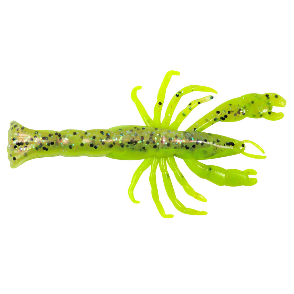 Gulp! Ghost Belly Shrimp Soft Bait - 3" Length, Chartreuse Belly Shrimp, Per 7