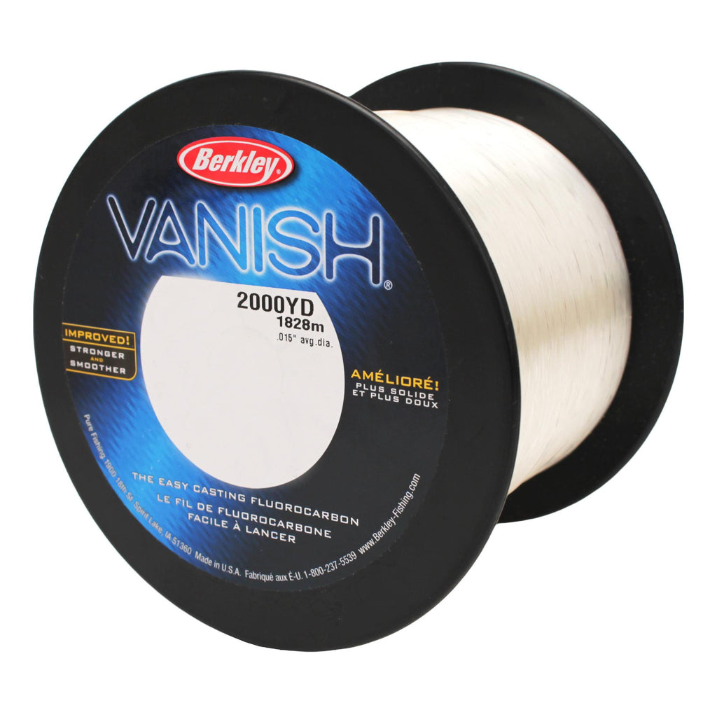 Vanish Fluorocarbon Line Spool - 2000 Yards, 0.022" Diameter, 40 lb Breaking Strength, Clear