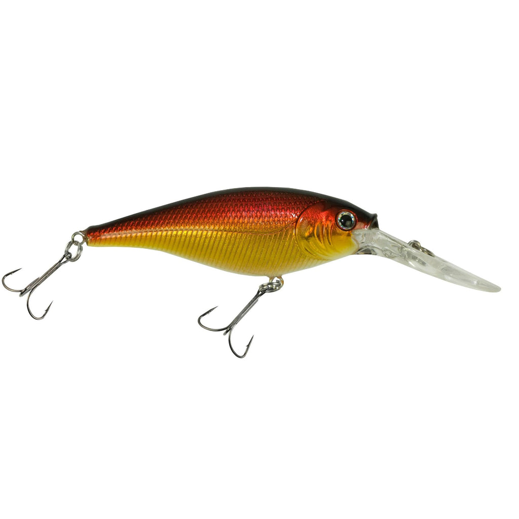 Flicker Shad Hard Bait - 2" Length, 9'-11' Swimming Depth, 2 Hooks, Black Gold Sunset, Per 1