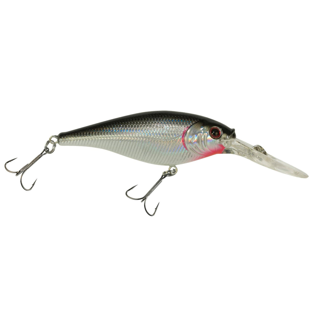 Flicker Shad Hard Bait - 2" Length, 9'-11' Swimming Depth, 2 Hooks, Black Silver, Per 1