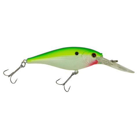 Flicker Shad Hard Bait - 2" Length, 9'-11' Swimming Depth, 2 Hooks, Chartreuse Pearl, Per 1