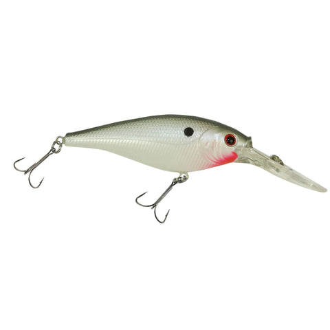 Flicker Shad Hard Bait - 2" Length, 9'-11' Swimming Depth, 2 Hooks, Pearl White, Per 1