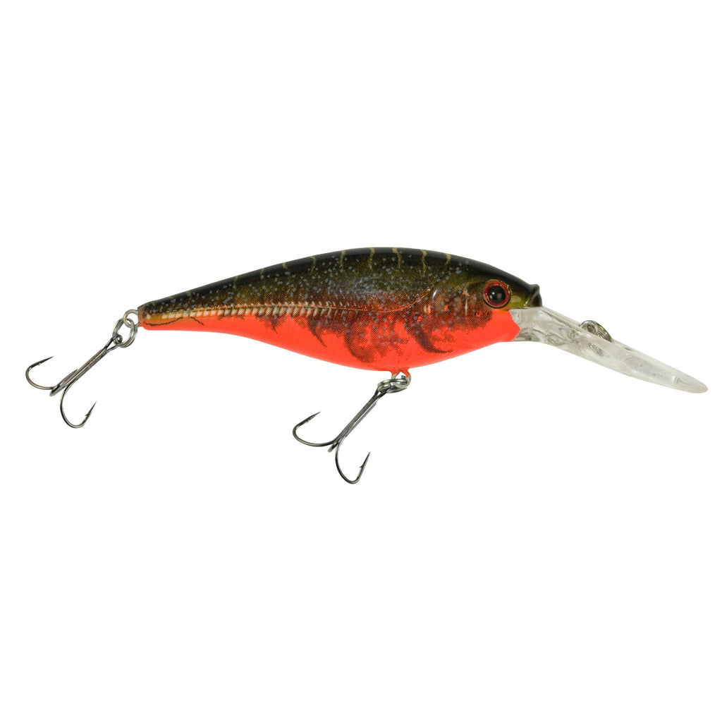 Flicker Shad Hard Bait - 2" Length, 9'-11' Swimming Depth, 2 Hooks, Red Tiger, Per 1