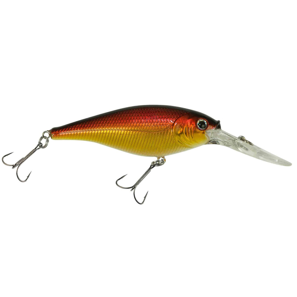 Flicker Shad Hard Bait - 2 3-4" Length, 11'13' Swimming Depth, 2 Hooks, Black Gold Sunset, Per 1