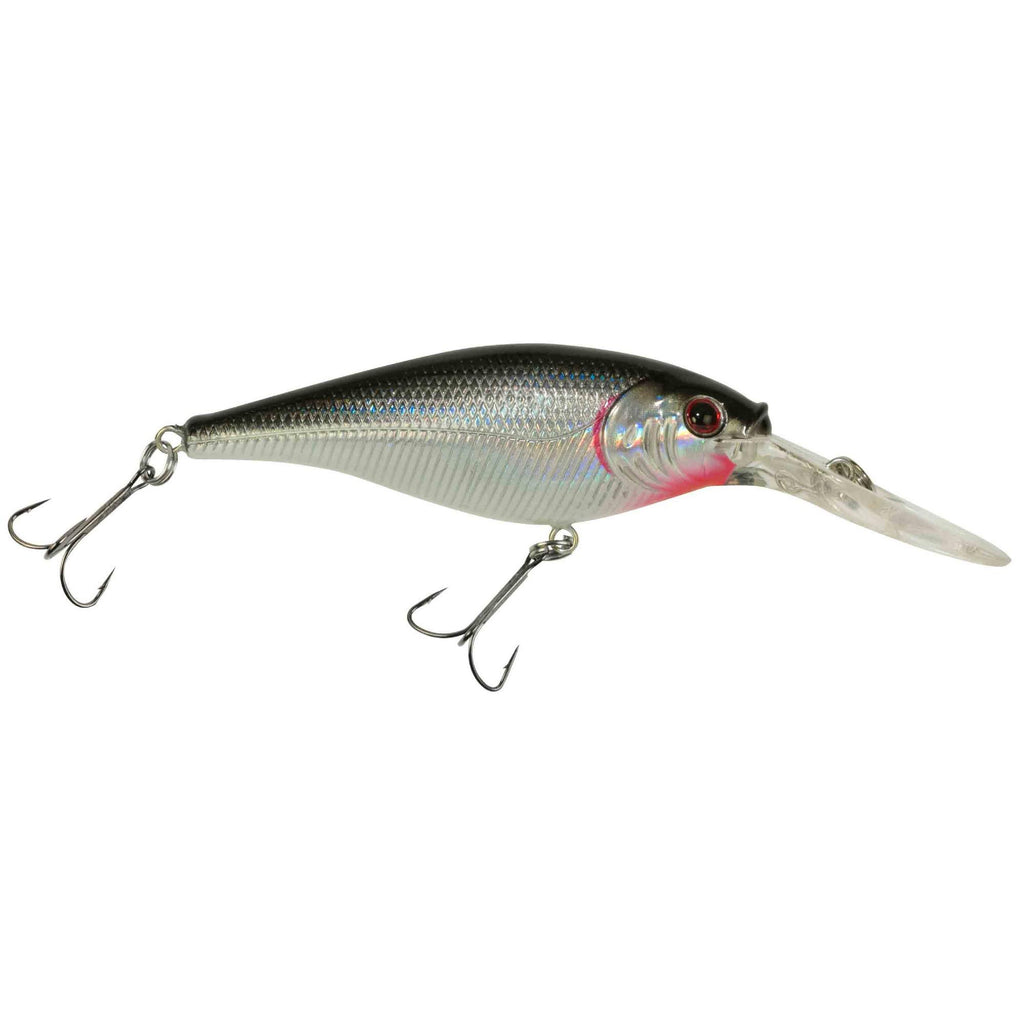 Flicker Shad Hard Bait - 2 3-4" Length, 11'13' Swimming Depth, 2 Hooks, Black Silver, Per 1