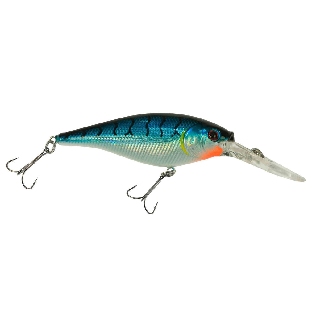 Flicker Shad Hard Bait - 2 3-4" Length, 11'13' Swimming Depth, 2 Hooks, Blue Tiger, Per 1