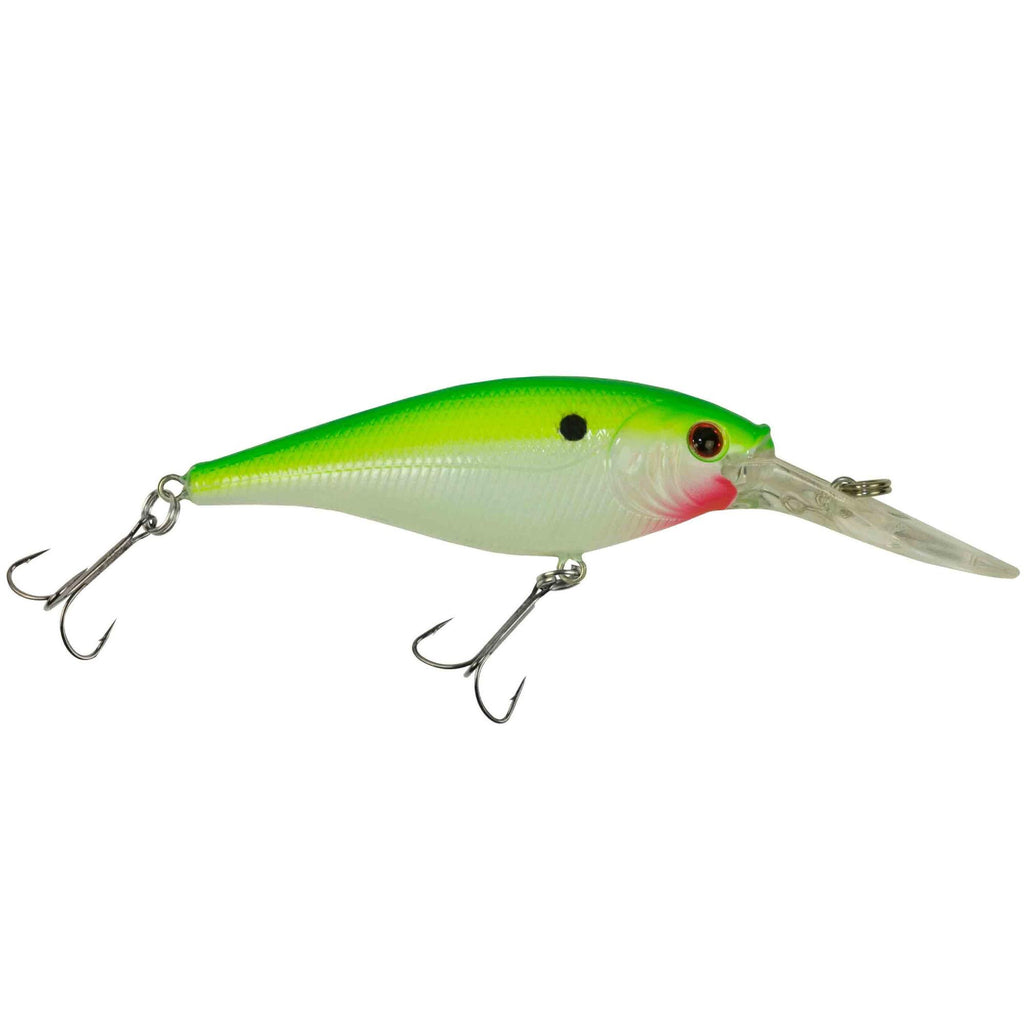 Flicker Shad Hard Bait - 2 3-4" Length, 11'13' Swimming Depth, 2 Hooks, Chartreuse Pearl, Per 1