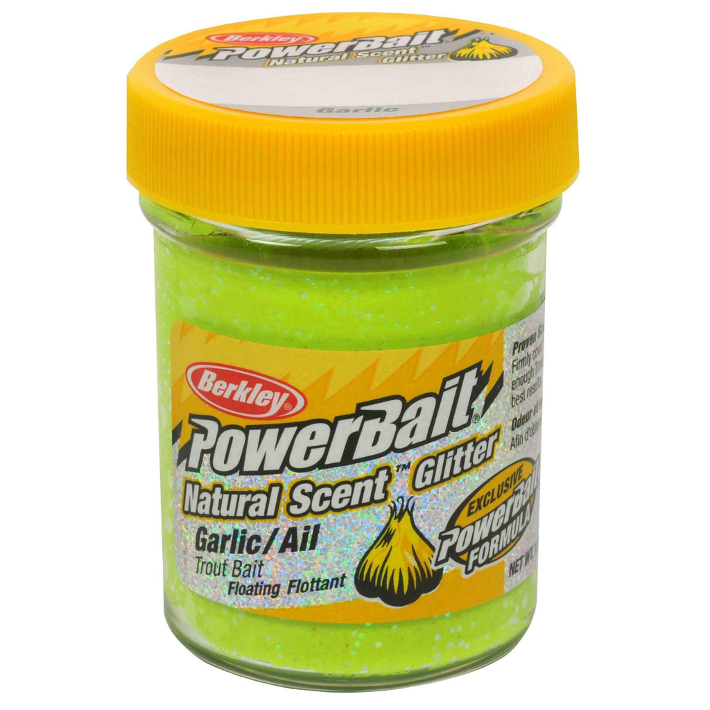 PowerBait Natural Glitter Trout Dough Bait - Garlic Scent-Flavor, Chartreuse