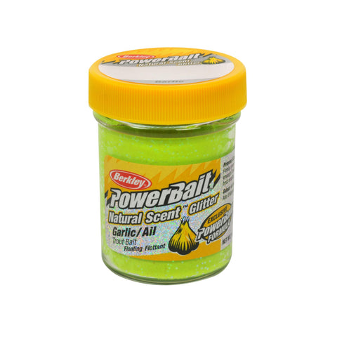 PowerBait Natural Glitter Trout Dough Bait - Garlic Scent-Flavor, Yellow