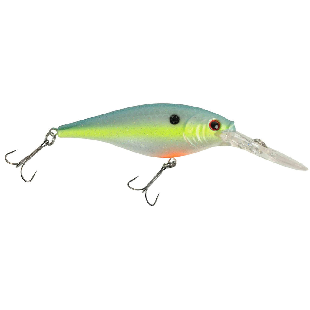 Flicker Shad Hard Bait - 2" Length, 9'-11' Swimming Depth, 2 Hooks, Racy Shad, Per 1