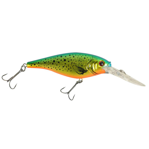 Flicker Shad Hard Bait - 2" Length, 9'-11' Swimming Depth, 2 Hooks, Speckled Gold Shiner, Per 1