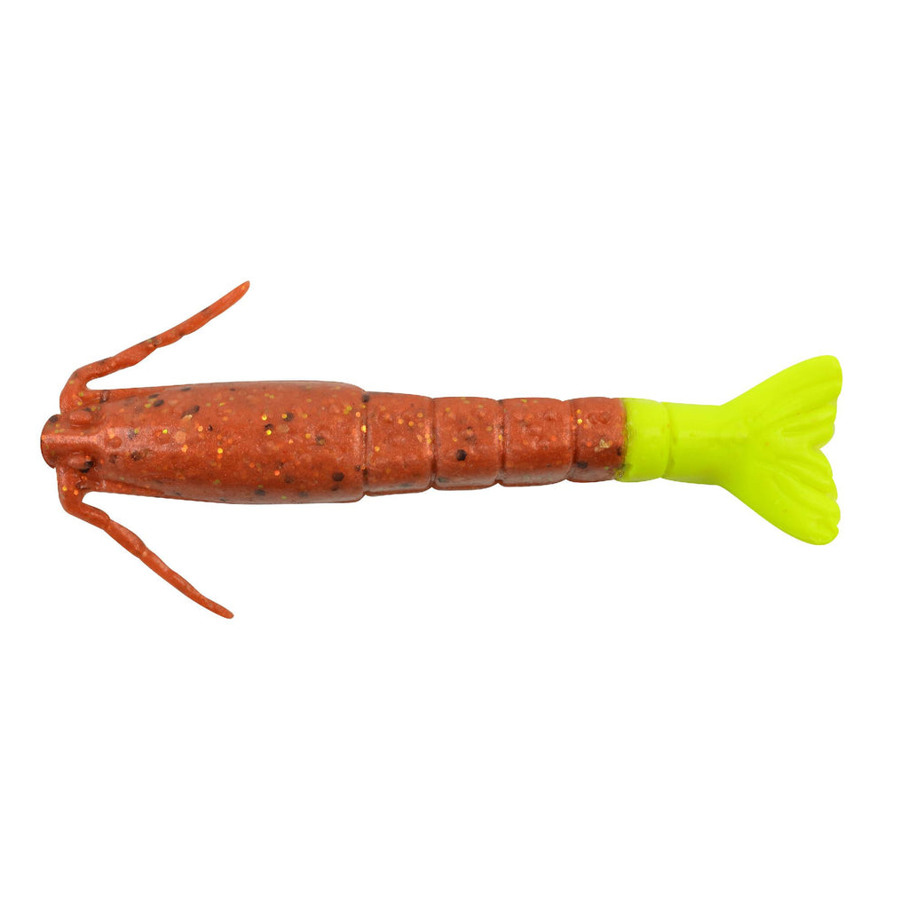 Gulp! Shrimp Soft Bait - 3" Length, New Penny-Chartreuse, Per 6