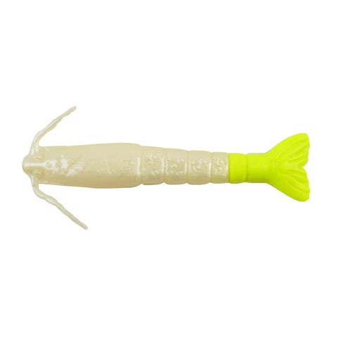 Gulp! Shrimp Soft Bait - 3" Length, Pearl White-Chartreuse, Per 6