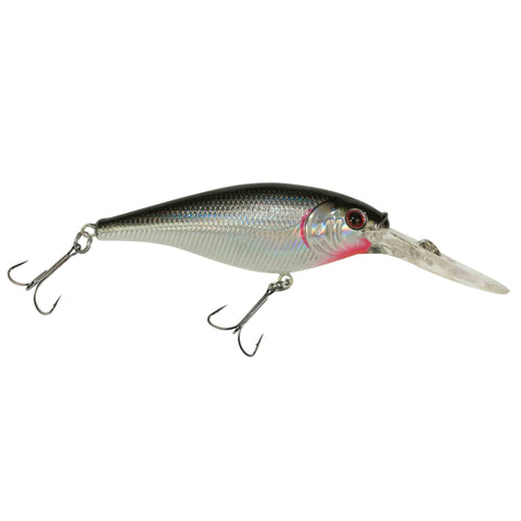 Flicker Shad Hard Bait - 2 1-4" Length, 10'-12' Swimming Depth, 2 Hooks, Black Silver, Per 1