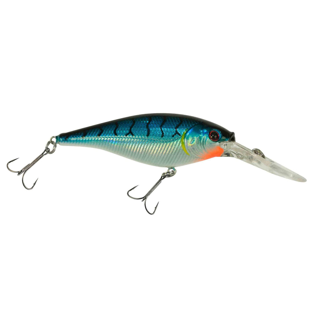 Flicker Shad Hard Bait - 2 1-4" Length, 10'-12' Swimming Depth, 2 Hooks, Blue Tiger, Per 1