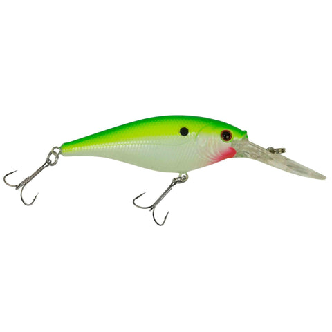 Flicker Shad Hard Bait - 2 1-4" Length, 10'-12' Swimming Depth, 2 Hooks, Chartreuse Pearl, Per 1