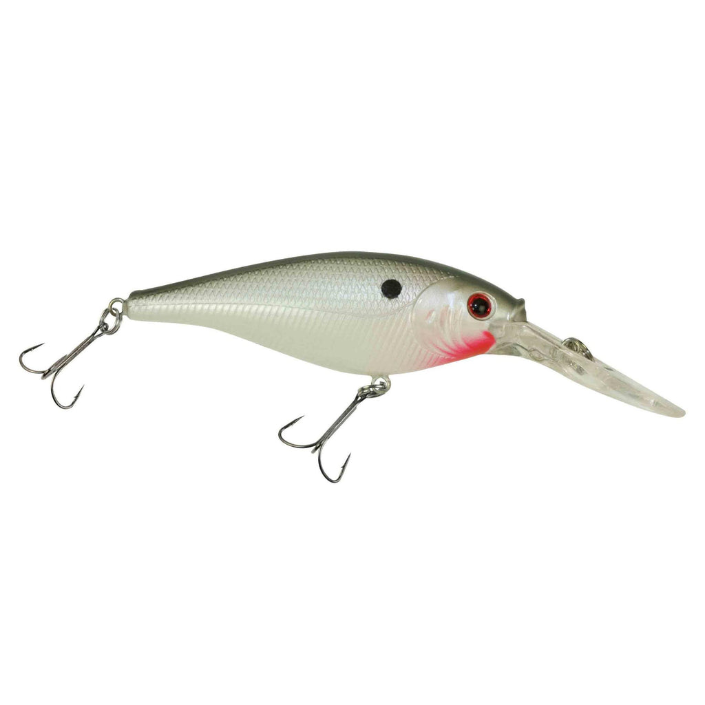 Flicker Shad Hard Bait - 2 1-4" Length, 10'-12' Swimming Depth, 2 Hooks, Pearl White, Per 1