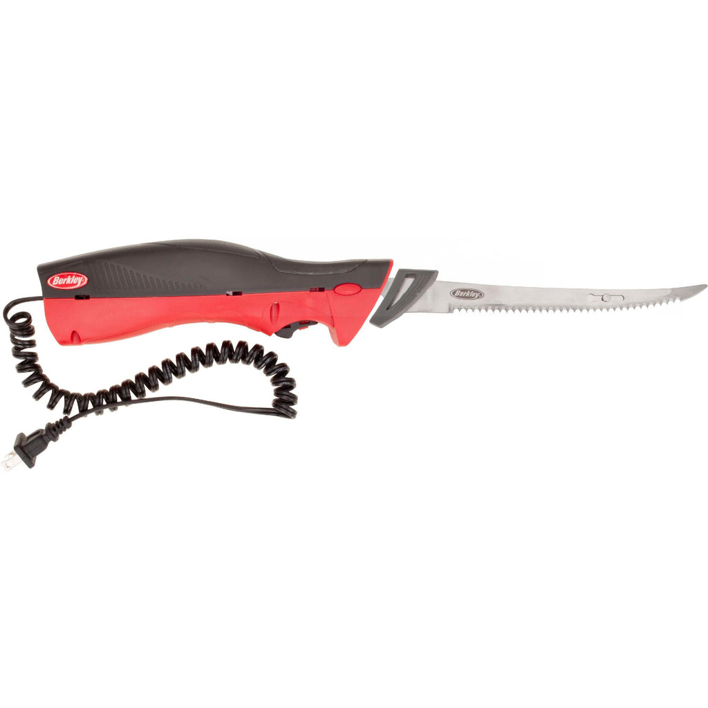 Fillet Knife - 8" Length Electric 110 Volt Knife with Case, Red-Black