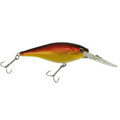 Flicker Shad Hard Bait - 3 1-2" Length, 11'-13' Swimming Depth, 2 Hooks, Black Gold Sunset, Per 1