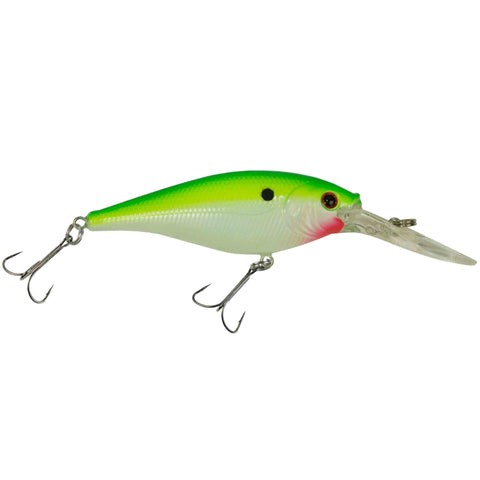 Flicker Shad Hard Bait - 3 1-2" Length, 11'-13' Swimming Depth, 2 Hooks, Chartreuse Pearl, Per 1