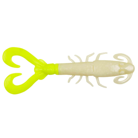 Gulp! Mantis Shrimp Soft Bait - 3" Length, Pearl White Chartreuse, Per 6