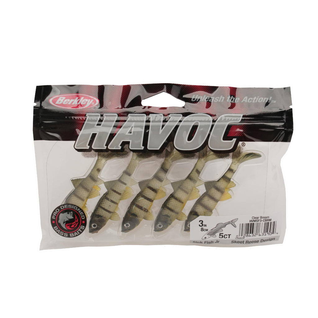 Havoc Sick Fish Soft Bait - Junior, 3" Length, Clear Bream, Per 5