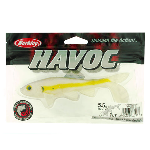 Havoc Papa Sick Fish Soft Bait - 5 1-2" Length, Chartreuse Shad, Per 1