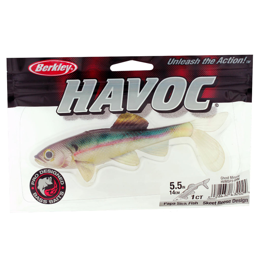 Havoc Papa Sick Fish Soft Bait - 5 1-2" Length, Ghost Minnow, Per 1