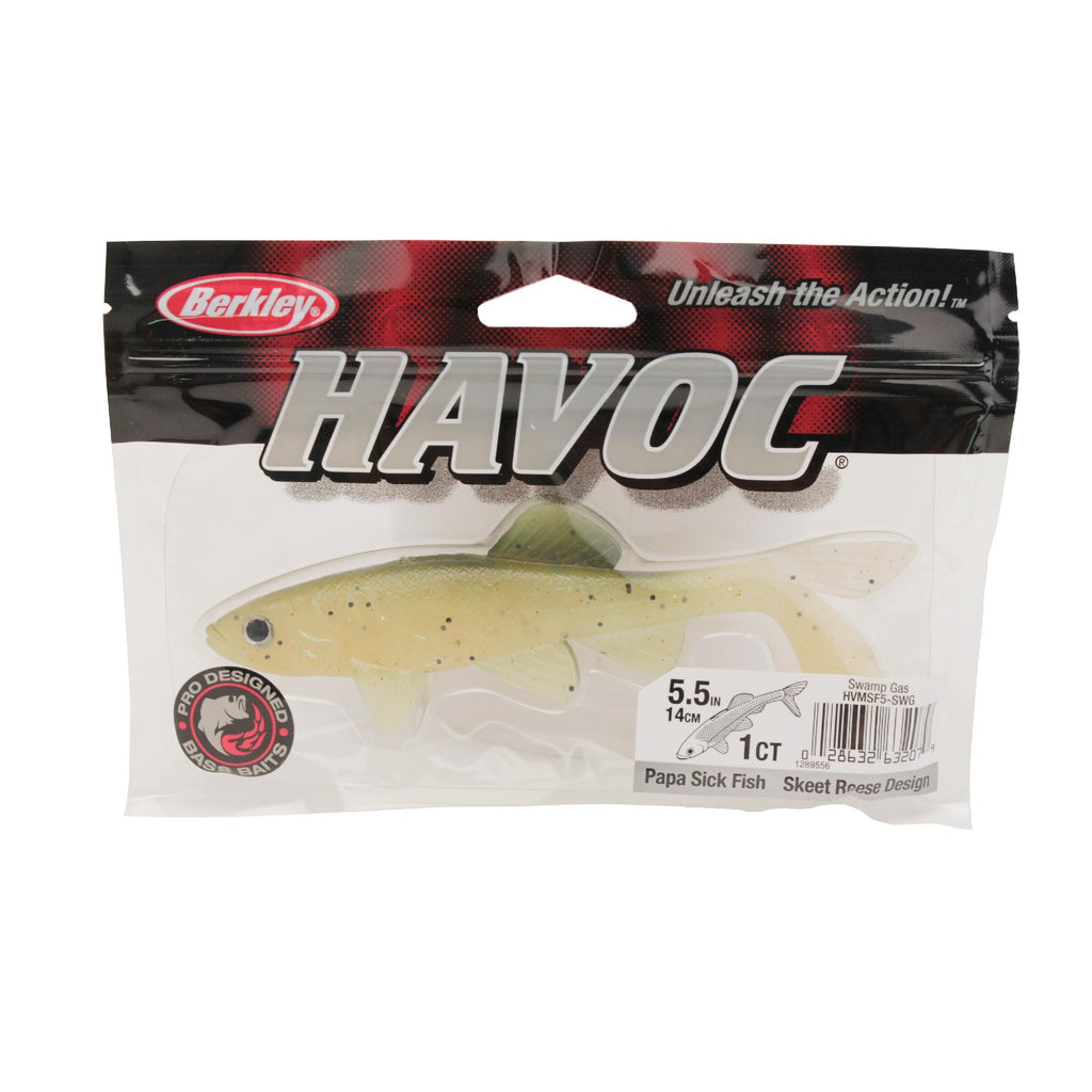 Havoc Papa Sick Fish Soft Bait - 5 1-2" Length, Swamp Gas, Per 1