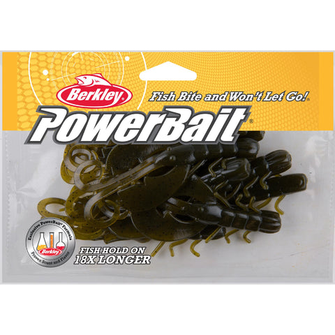 Powerbait Crazy Legs Chigger Craw, 4" - 4" Length, Green Pumpkin, Per 8