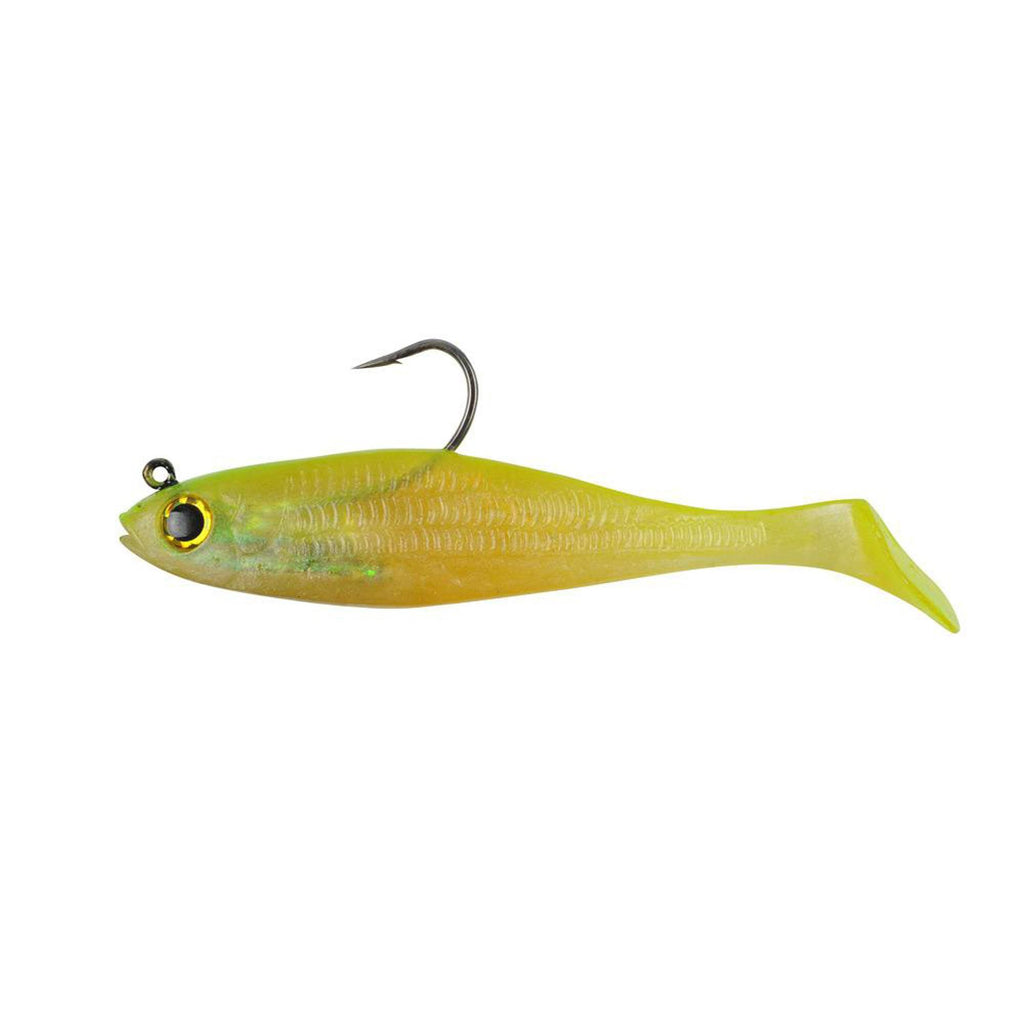 PowerBait Swim Shad Soft Bait - 4" Length, Shiner Chartreuse, Per 3