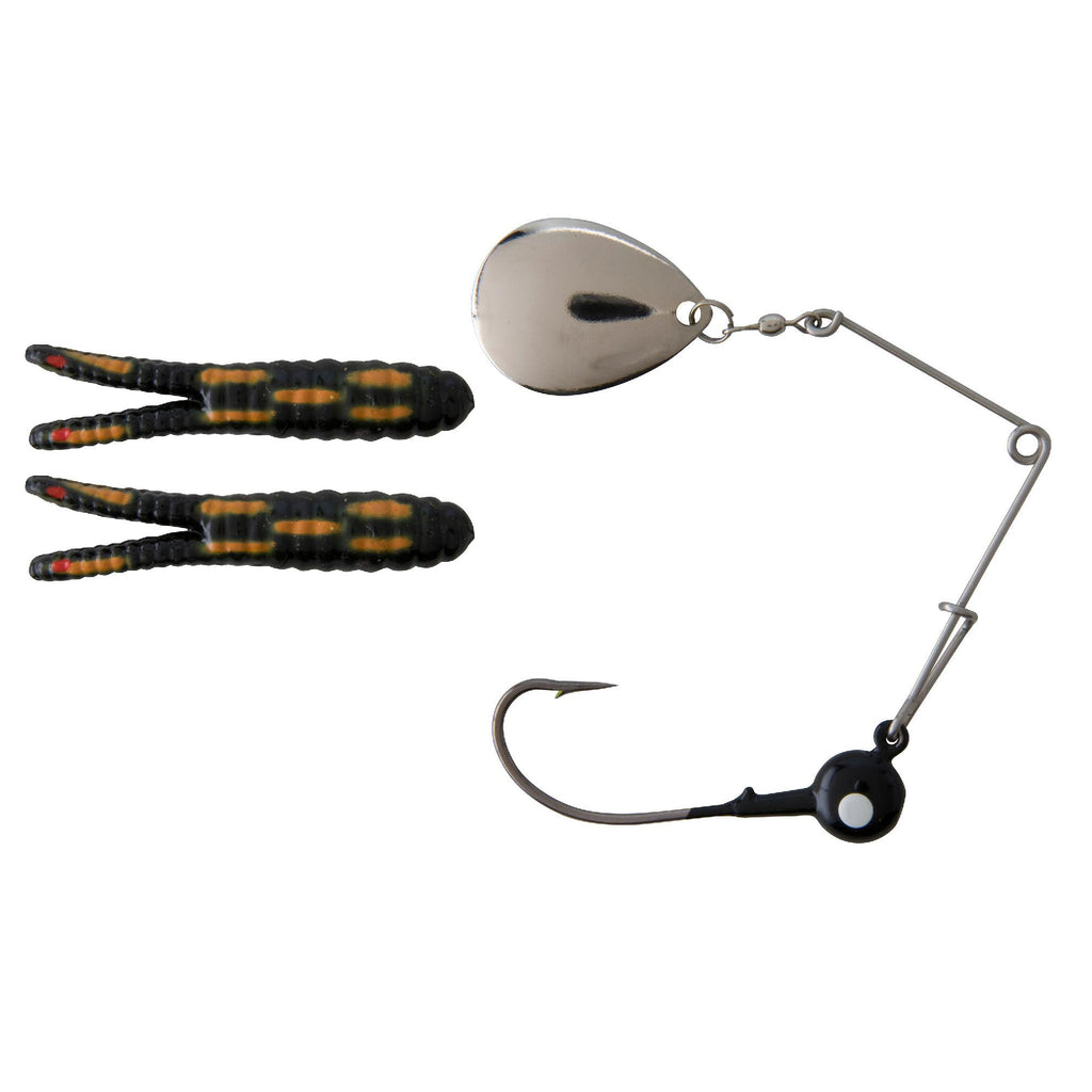 Beetle Spin Nickel Blade Hard Bait - 2" Length, Size 4 Hook, 1 Hook, Black Coach Dog, Per 2