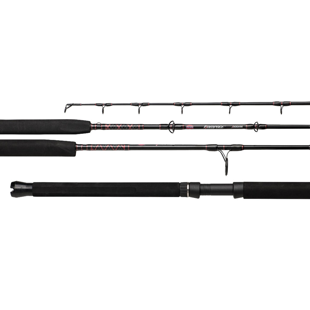 Rampage Jigging Spinning Rod - 6' Length, 1 Piece Rod, 80-130 lb Line Rate, Heavy Power, Moderate Fast Action