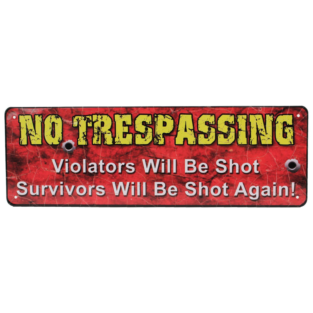 Tin Sign - No Trespassing, Size 10 1-2" x 3 1-2"