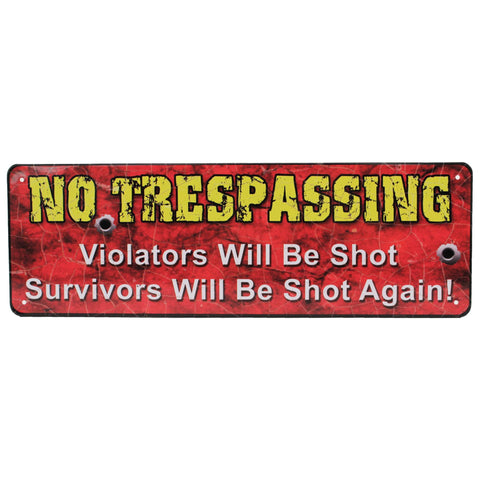 Tin Sign - No Trespassing, Size 10 1-2" x 3 1-2"