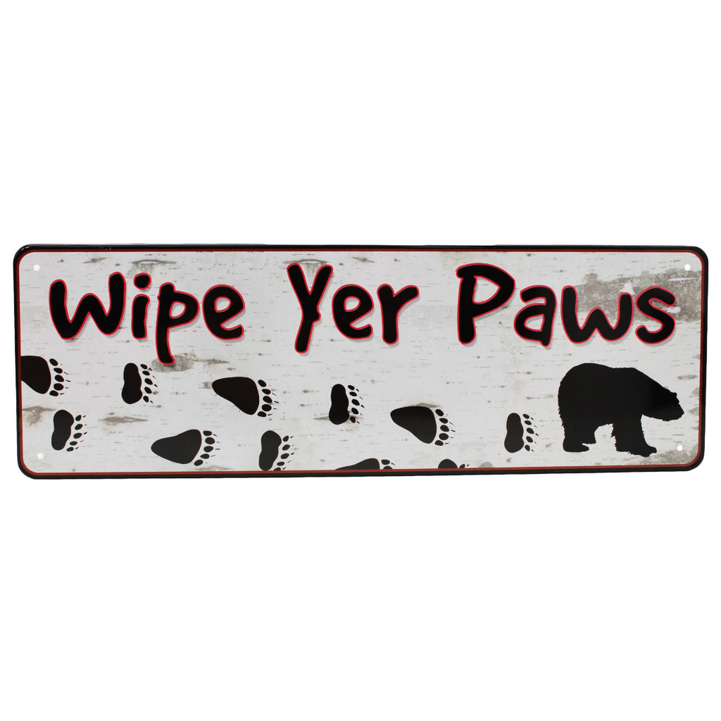 Tin Sign - Wipe Yer Paws, Size 10 1-2" x 3 1-2"